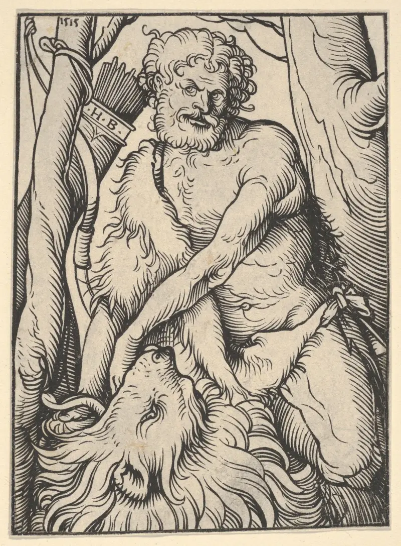 Simson dräper lejonet av Hans Burgkmair The Elder