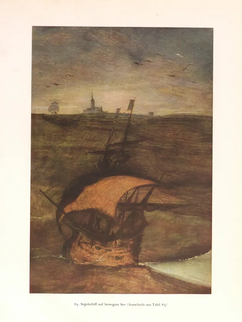 Segelschiff auf bewegter See av Pieter Bruegel The Elder