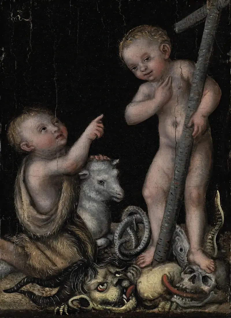 Barndomen: Kristus och Johannes döparen av Lucas Cranach the Elder