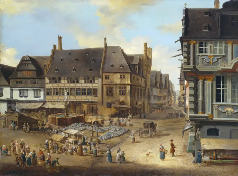 The Liebfrauenberg in Frankfurt av Christian Georg Schütz the elder