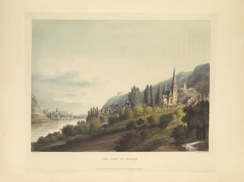 Staden Bingen av Christian Georg Schütz the elder