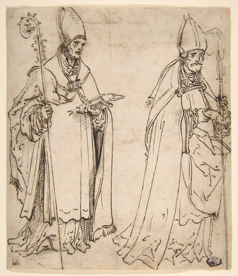 Två studier för Sankt Ulrich av Augsburg av Hans Burgkmair The Elder
