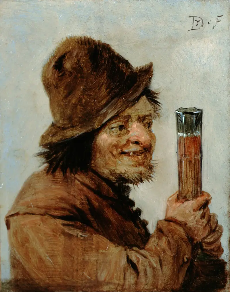 A Peasant holding a Glass av David Teniers The Younger