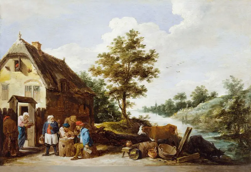 Ett värdshus vid floden av David Teniers The Younger