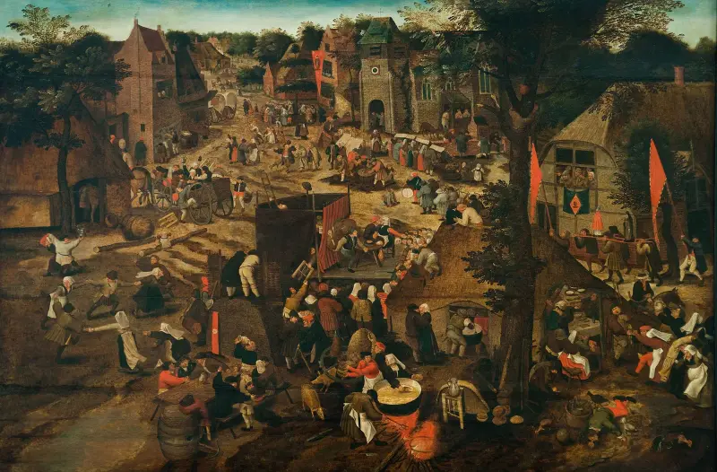 Ein Dorffest (Dorf fest zu Ehren des Heiligen Hubertus und des Heiligen Antonius) von Pieter Brueghel The Younger