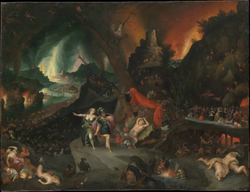 Aeneas and The Sibyl in The Underworld av Jan Brueghel the Younger