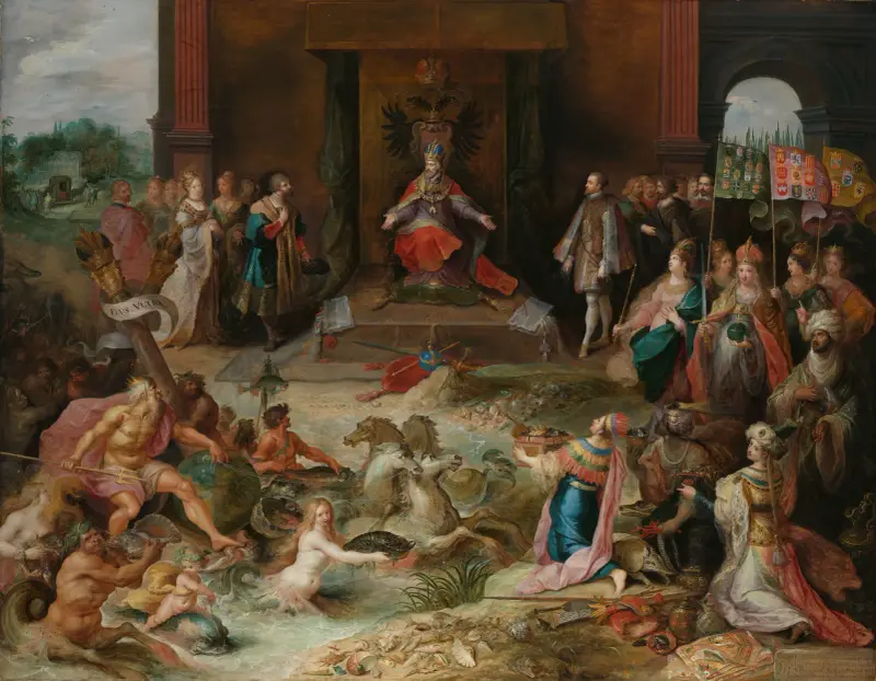 Allegorie auf die Abdankung Kaiser Karls V. in Brüssel von Frans Francken the Younger