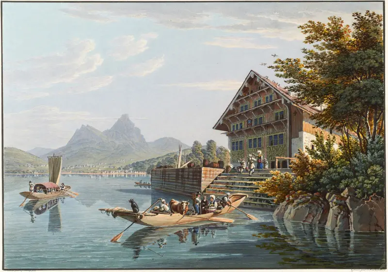 Gasthaus Treib, zwischen Beckenried und Brunnen, am Vierwaldstättersee von Gabriel Lory the Younger