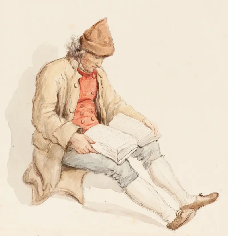 Berner Bauer beim Lesen av Gabriel Lory the Younger