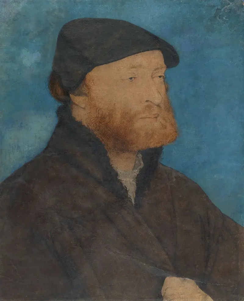 Bildnis eines Mannes mit schwarzem Barett av Hans Holbein The Younger