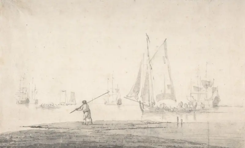 Båtar i stiltje av Willem van de Velde the Younger