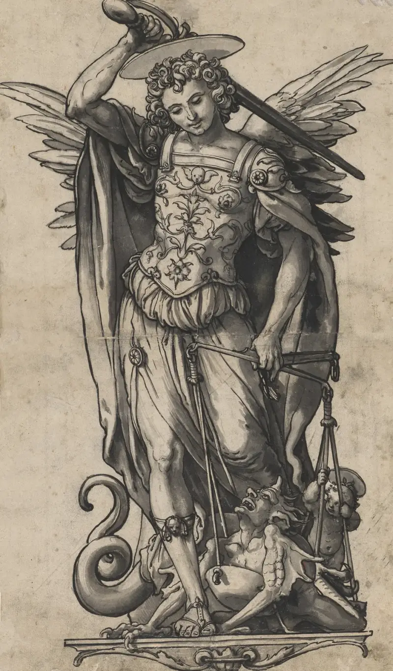 Der Erzengel Michael als Seelenwäger av Hans Holbein The Younger