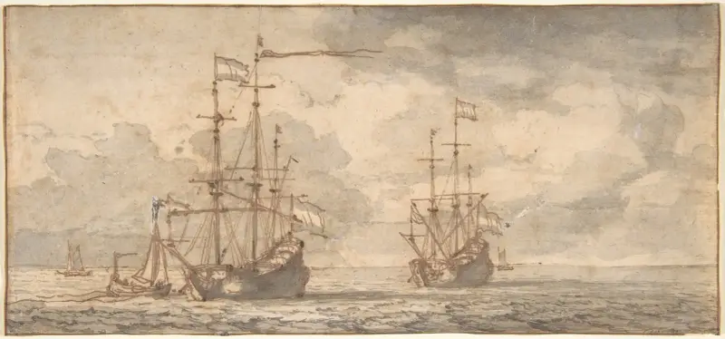 Holländska skepp till ankars av Willem van de Velde the Younger
