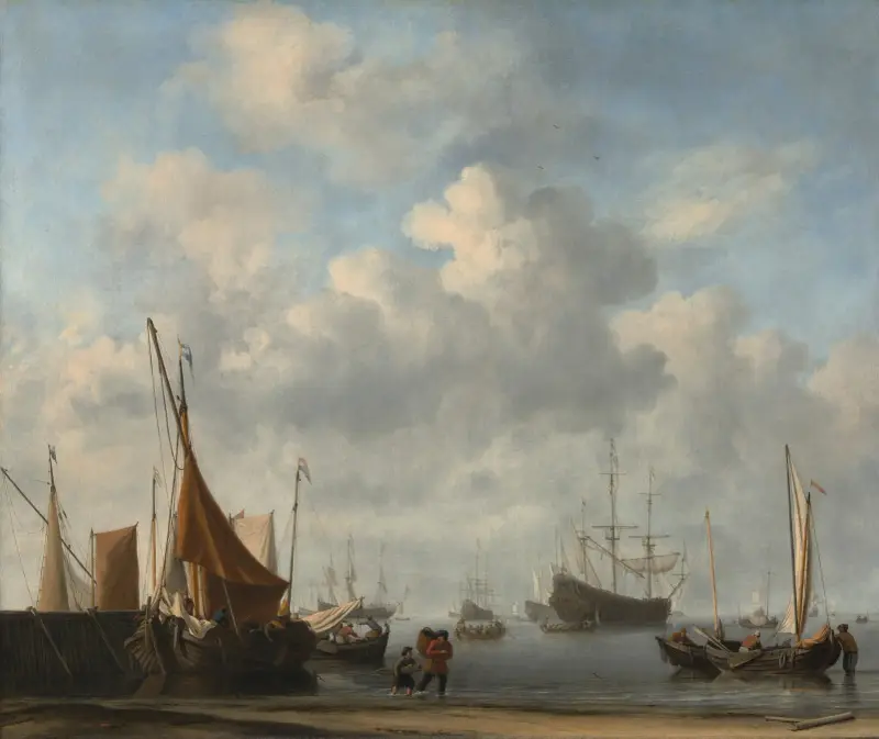 Infart till en holländsk hamn av Willem van de Velde the Younger