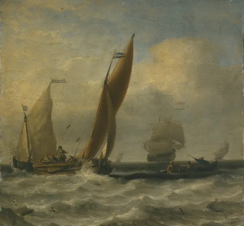 Fiskebåtar till havs av Willem van de Velde the Younger