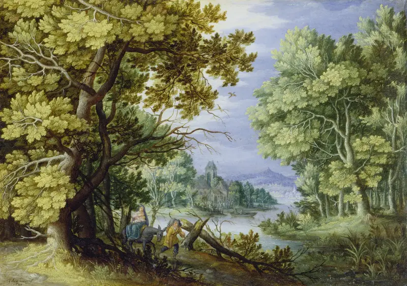 Waldlandschaft mit der Flucht nach Ägypten von Jan Brueghel the Younger