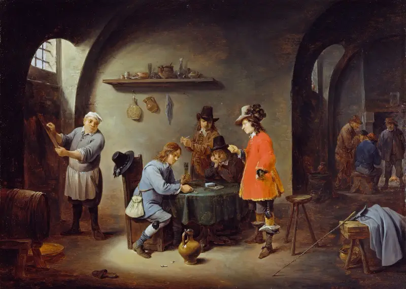 Spelscen på värdshus av David Teniers The Younger