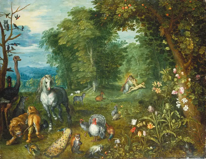 Paradise with the Creation of Eve av Jan Brueghel the Younger