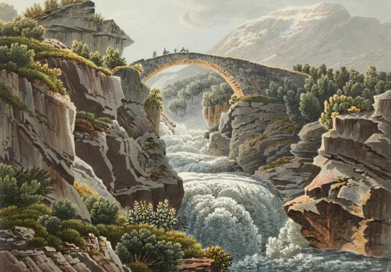 Bro över Aare vid Grimselpasset av Gabriel Lory the Younger