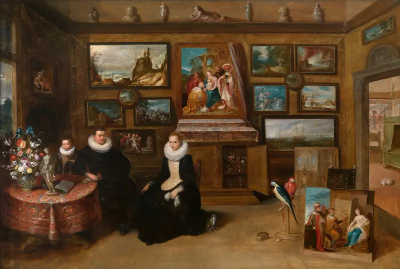 Porträt einer Familie im Sammlerschrank von Frans Francken the Younger