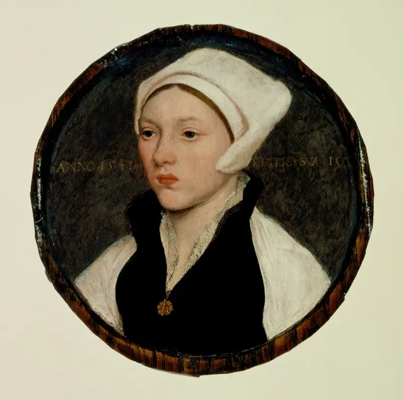 Portrait of a Young Woman with a White Coif av Hans Holbein The Younger