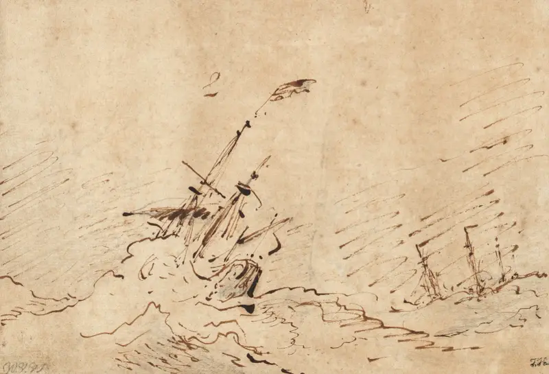 Skepp i storm av Willem van de Velde the Younger