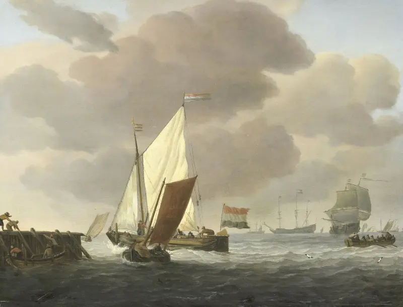 Skepp nära kusten i blåsigt väder av Willem van de Velde the Younger