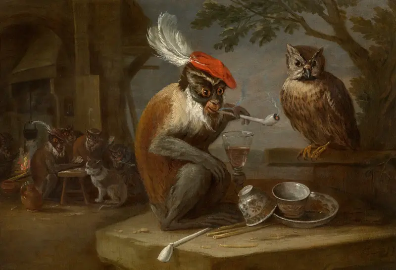 Singerie av David Teniers The Younger