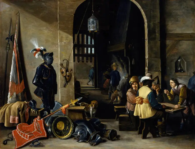 Soldater som spelar tärning av David Teniers The Younger