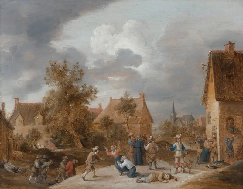 Soldater plundrar en by av David Teniers The Younger