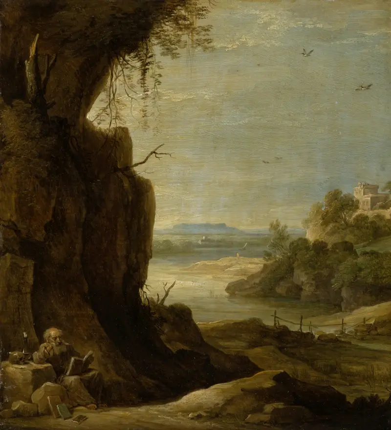 Sydligt landskap med eremiten Antonius av David Teniers The Younger