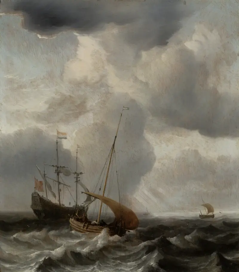Stürmische See mit Schiffen von Willem van de Velde the Younger