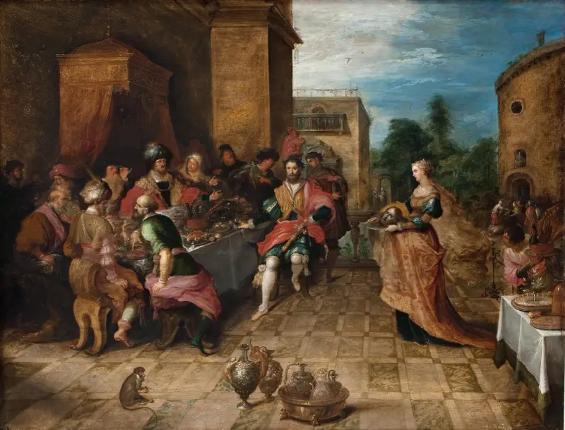 The Banquet of Herod. Salome Presents the Head of John the Baptist av Frans Francken the Younger