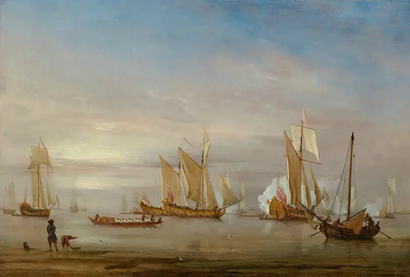 Die Abreise Wilhelms von Oranien und Prinzessin Marias nach Holland, November 1677 von Willem van de Velde the Younger