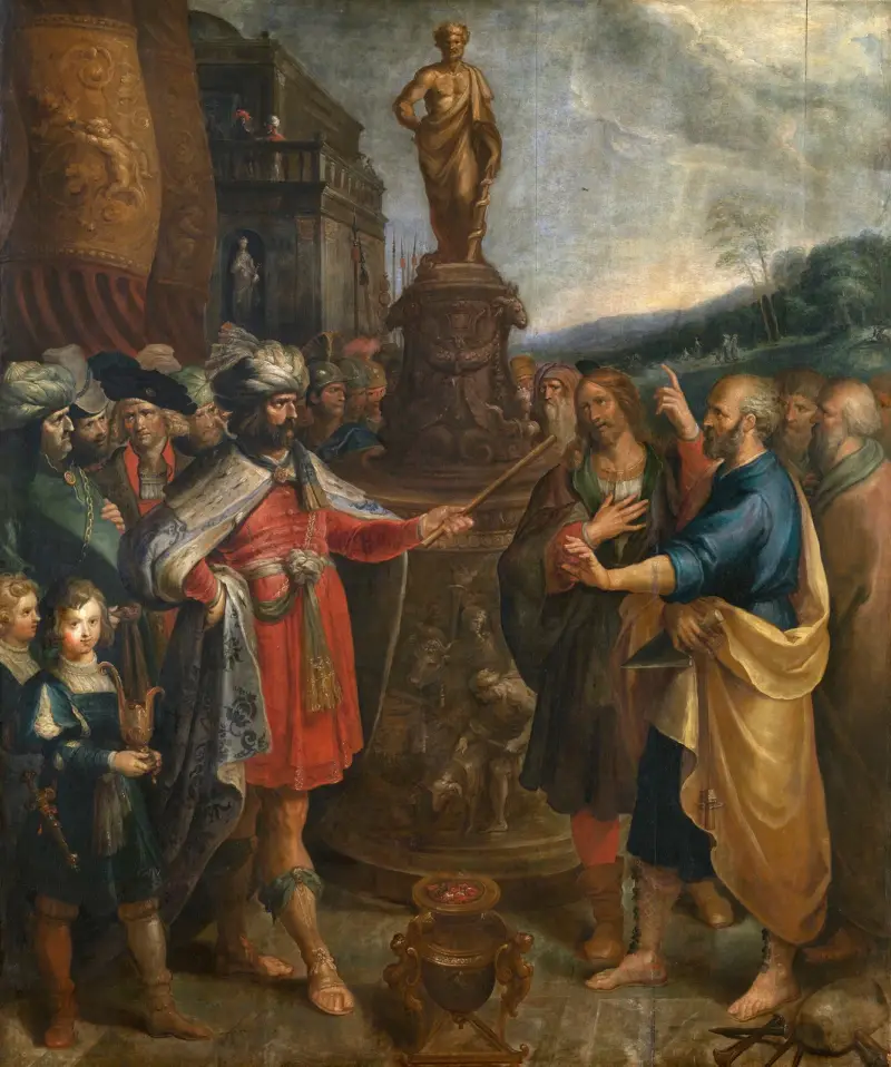 The Emperor Diocletian shows the Statue of Asclepius av Frans Francken the Younger