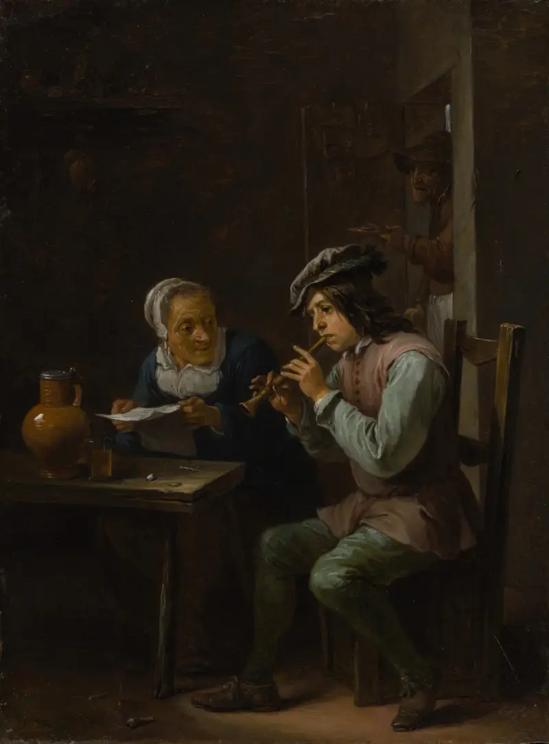 The Flageolet Player av David Teniers The Younger