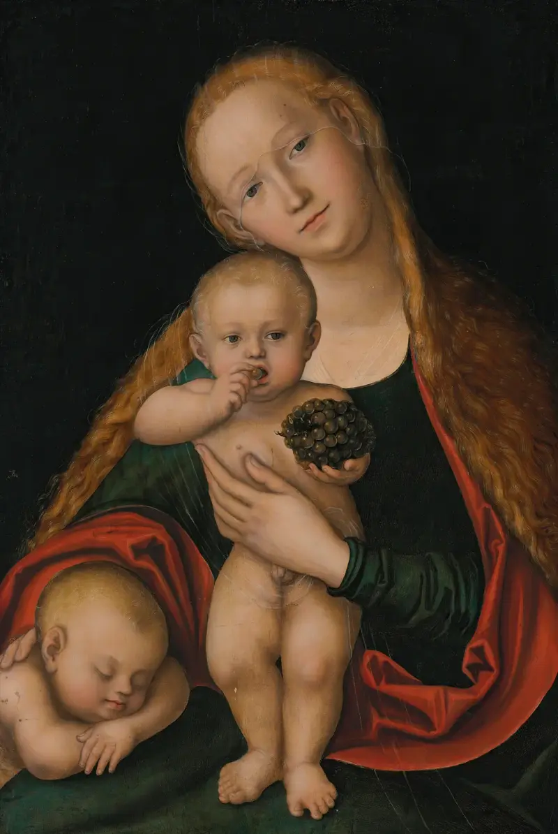 The Virgin and Child with infant Saint John the Baptist sleeping av Lucas Cranach the Younger