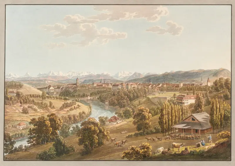 Vue de la ville de Berne av Gabriel Lory the Younger