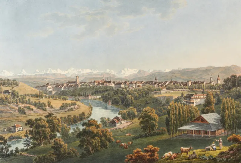 Vy av staden Bern av Gabriel Lory the Younger
