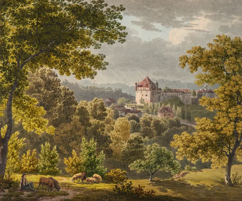 Vy över Lausanne av Gabriel Lory the Younger