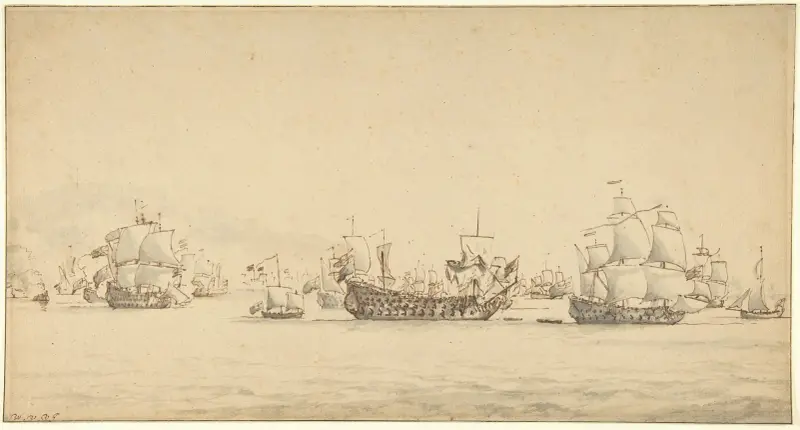 Krigsfartyg till havs av Willem van de Velde the Younger