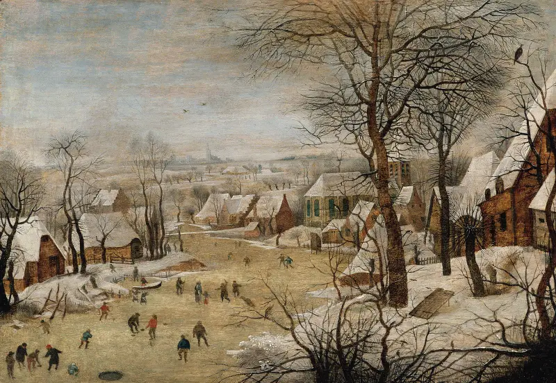 Winterlandschaft mit Schlittschuhläufern und einer Vogelfalle von Pieter Brueghel The Younger