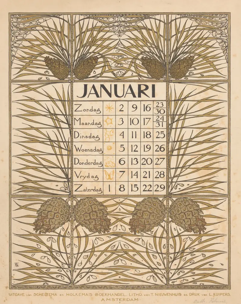 Kalenderblatt für Januar 1898 von Theo Nieuwenhuis