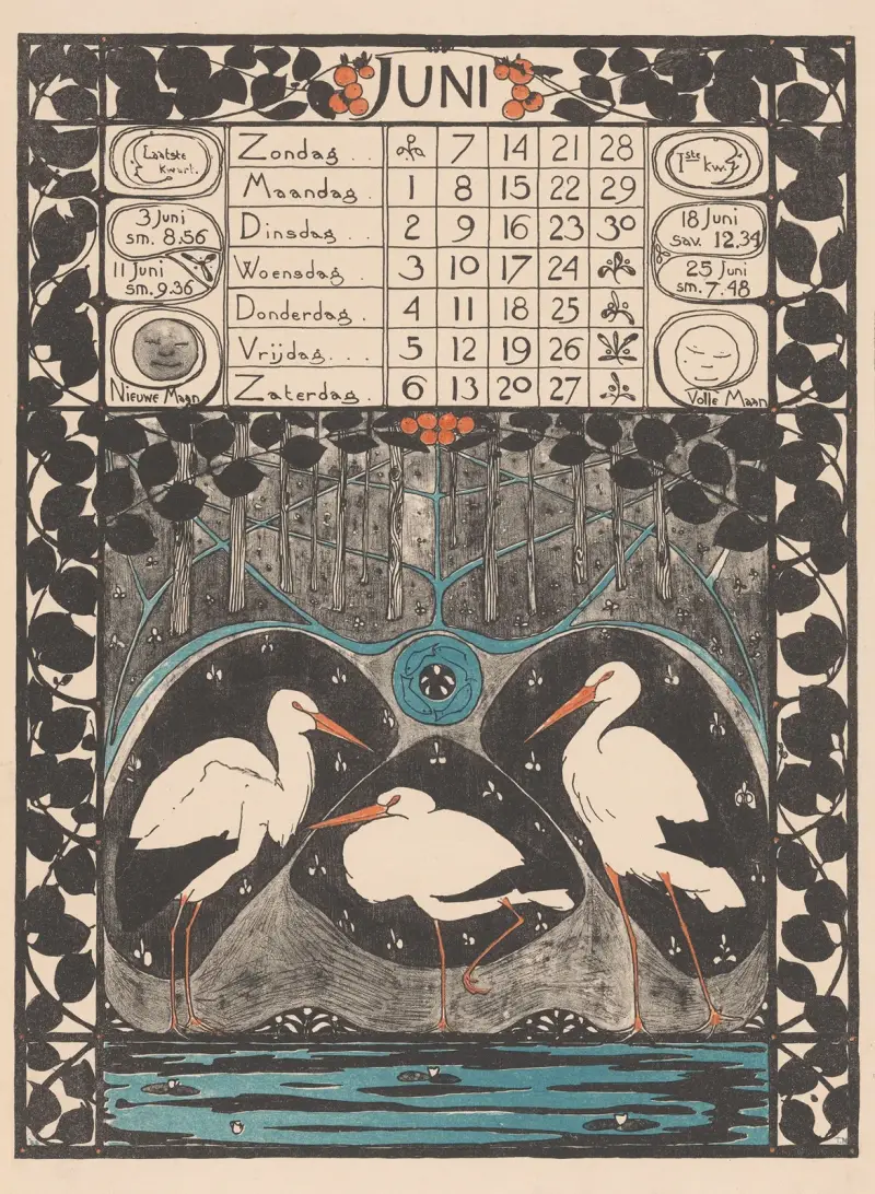 Kalendářní list na červen 1896, Theo Nieuwenhuis