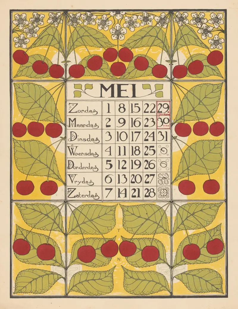 Kalenderblad voor mei 1898 av Theo Nieuwenhuis