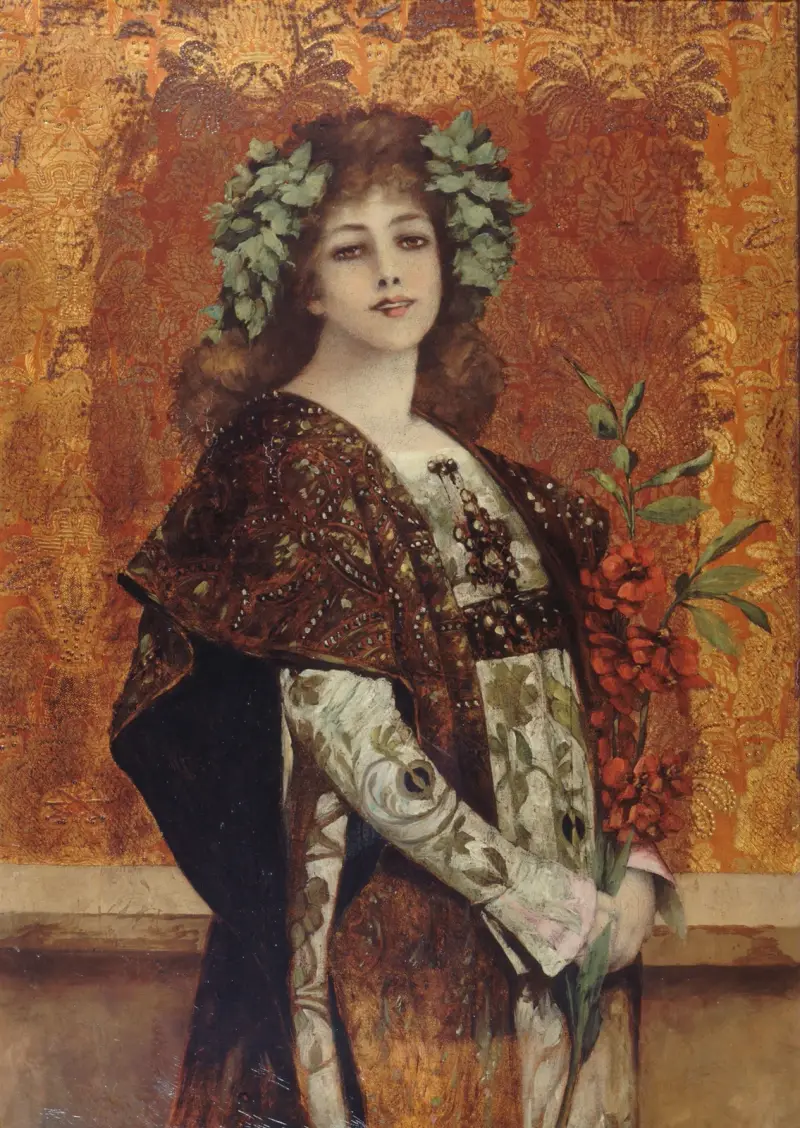 Portrait de Sarah Bernhardt (1844-1923), dans ‘Gismonda’ av Théobald Chartran