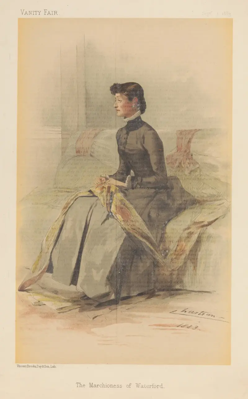Vanity Fair; Damer; 'Markisinnan av Waterford', 1 september 1883 av Théobald Chartran
