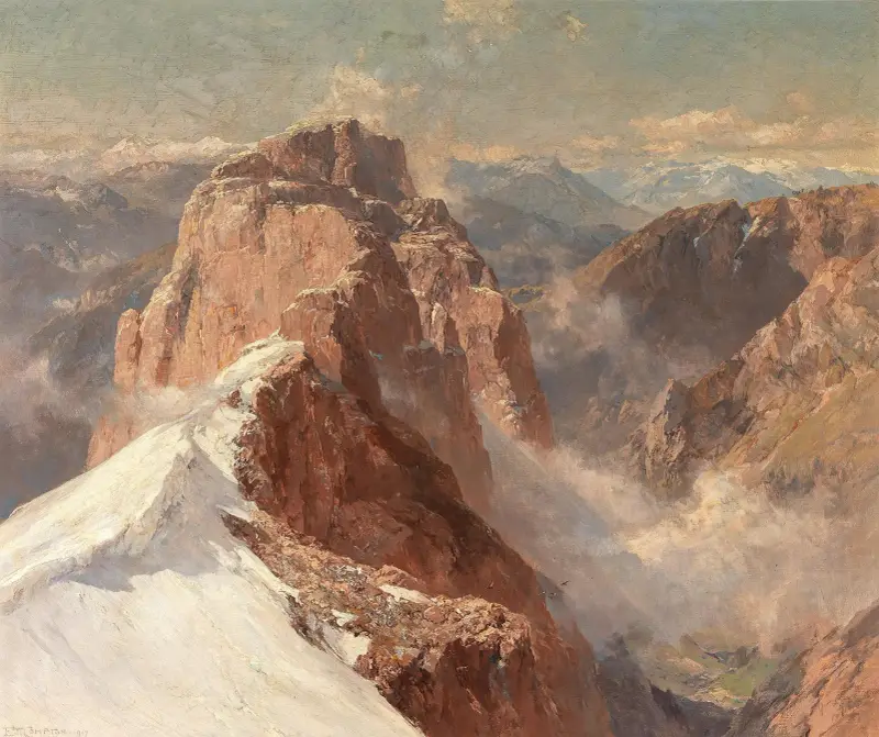 A View of Crozzon di Brenta from Cima Tosa with Pilastro dei Francesi av Edward Theodore Compton