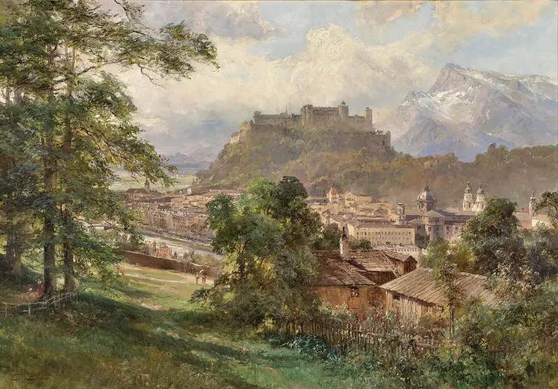 A View of Salzburg from the Kapuzinerberg av Edward Theodore Compton