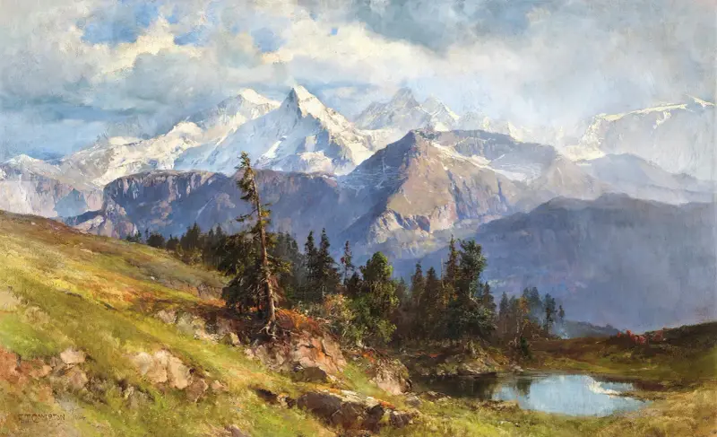 A View of the Wetterhorn and the Rosenlaui Glacier in the Bernese Alps, Switzerland av Edward Theodore Compton